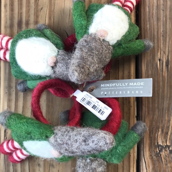 Pottery Barn Adorably Cute Gnome Handcrafted Wool Felt Napkin Rings - Set Of 4 - Picture 7 of 16